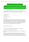 PROGRESSIVE CARE CERTIFIED NURSE(PCCN) REVIEWED QUESTIONS AND ANSWERS LATEST FULL REVIEW 2022/2023(VERIFIED SOLUTIONS )(A+ GRADED)/AACN REVIEW