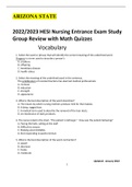 2022 RATED A+++ HESI Study Group Review Handout - Revised wMATH Quizzes