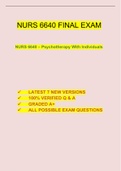 NURS 6640 FINAL EXAM  NURS 6640 – Psychotherapy With Individuals