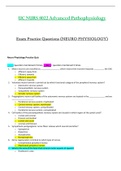 Exam Practice Questions (NEURO PHYSIOLOGY) - NURS 8022 / NURS8022 (Latest 2024/2025) : Advanced Pathophysiology - University Of Cincinnati