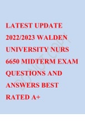 LATEST UPDATE 2022/2023 WALDEN UNIVERSITY NURS 6650 MIDTERM EXAM QUESTIONS AND ANSWERS BEST RATED A+ GUARANTEED SUCCES 