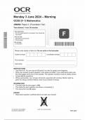 OCR GCSE MATHEMATICS PAPER 2 2024 (J560/02: Foundation Tier)