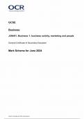 OCR GCSE BUSINESS MARK SCHEME PAPER 1 2024 (J204/01: Business activity, marketing and people)