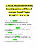 Florida Funeral Laws and Rules Exam | Questions and Correct Answers | Latest Update 2024/2025 | Graded A+