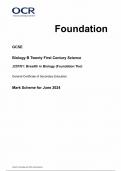 OCR GCSE BIOLOGY B MARK SCHEME PAPER 1 2024 (J257/01:Breadth in Biology)