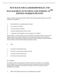 TEST BANK FOR LEADERSHIP ROLES AND MANAGEMENT FUNCTIONS AND NURSING 10TH EDITION MARQUIS HUSTON & Test Bank for Leadership Roles and Management Functions in Nursing 9th Edition BY Marquis Huston