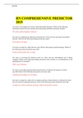 RN COMPREHENSIVE PREDICTOR 20191.A nurse is developing an In-service about personality disorders. Which of the followinginformation should the nurse include when discussing borderline personality disorder?The client exhibits Impulsive behavior."2.A nur