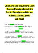 Ohio Laws and Regulations Exam - Funeral Directing/Embalming OSHA | Questions and Correct Answers | Latest Update 2024/2025