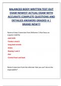 BALANCED BODY WRITTEN TEST OUT  EXAM NEWEST ACTUAL EXAM WITH  ACCURATE COMPLETE QUESTIONS AND  DETAILED ANSWERS GRADED A |  BRAND NEW!!!