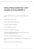 History of Rock and Roll (Test 1 UNL) Questions & Answers(RATED A)