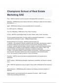 Champions School of Real Estate Marketing SAE questions and answers graded A+ 2024/2025