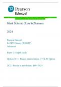 Pearson Edexcel In GCE History (9HI0/2C) Advanced Paper 2: Depth study Option 2C.1: France in  revolution, 1774-99 Mark Scheme (Results) Summer 2024 