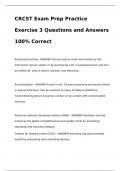 CRCST Exam Prep Practice Exercise 3 Questions and Answers 100% Correct