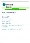 Pearson Edexcel GCE In History (8HI0/2B) Paper 2: Depth study Option 2B.1: Luther and the German  Reformation, c1515–1555  Option 2B.2: The Dutch Revolt, c1563–1609 Mark Scheme (Results) Summer 2024