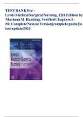 TEST BANK For -Lewis Medical Surgical Nursing, 12th Edition by Mariann M. Harding , Verified Chapters 1 - 69, Complete Newest Version|complete guide | latest update2024|25