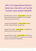 WGU C715 Organizational Behavior Study Exam | Questions and Verified Answers Latest updated 2024/2025