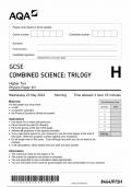 AQA GCSE COMBINED SCIENCE:TRILOGY PHYSICS PAPER 1H QUESTION PAPER 2024 (8464/P/1H : Higher Tier)