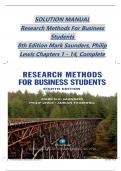 SOLUTION MANUAL  Research Methods For Business  Students   8th Edition Mark Saunders, Philip  Lewis Chapters 1 - 14, Complete