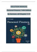 SOLUTION MANUAL  Personal Finance, 14th Edition  By Garman, all Chapter 1-17 