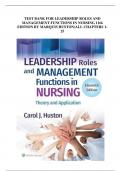 TEST BANK FOR LEADERSHIP ROLES AND MANAGEMENT FUNCTIONS IN NURSING 11th EDITION BY MARQUIS HUSTON/ALL CHAPTERS 1-25