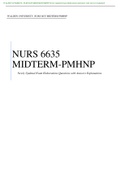 WALDEN UIVERISTY, NURS 6635 MIDTERM PMHNP Newly Updated Exam Elaborations Questions with Answers Explained