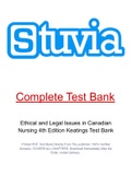 Ethical and Legal Issues in Canadian Nursing 4th Edition Keatings Test Bank