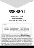 RSK4801 Assignment 4 (ANSWERS) 2024 - DISTINCTION GUARANTEED