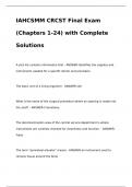 IAHCSMM CRCST Final Exam (Chapters 1-24) with Complete Solutions