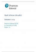 GCSE EDEXCEL CHEMISTRY May 2024 - PAPER 1 Higher Tier Mark Scheme (1CH0/1H) [VERIFIED]