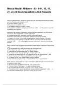 Mental Health Midterm - Ch 1-11, 15, 16, 21, 23,30 Exam Questions And Answers