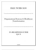 (WGU D221) NURS 3630 Organizational Systems & Healthcare Transformation - FA Readiness Guide