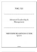 HU - NSG 321 Advanced Leadership & Management - Midterm Readiness Guide Q & S 2024.