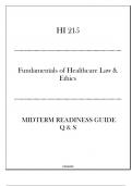 HU - HI 215 Fundamentals of Healthcare Law & Ethics - Midterm Readiness Guide Q & S 2024