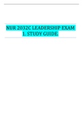 NUR 2032C LEADERSHIP EXAM 1. STUDY GUIDE. KEISER UNIVERSITY