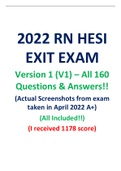 2022 RN HESI EXIT EXAM Version 1 (V1) – All 160 Questions & Answers!! (Actual Screenshots from exam taken in April 2022 A+)