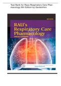 Test Bank for Raus Respiratory Care Pharmacology 9th Edition 