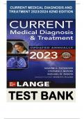 TEST BANK For Current Medical Diagnosis And Treatment 2023, 62nd Edition By Papadakis & Mcphee, All 42 Chapters Covered, Verified Latest Edition