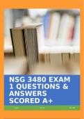 NSG 3480 EXAM 1 QUESTIONS & ANSWERS SCORED A+