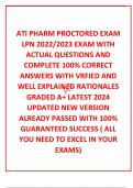  ATI PHARM PROCTORED EXAM LPN 2022/2023 EXAM WITH ACTUAL QUESTIONS AND COMPLETE 100% CORRECT ANSWERS WITH VRFIED AND WELL EXPLAINED RATIONALES GRADED A+ LATEST 2024 UPDATED NEW VERSION ALREADY PASSED WITH 100% GUARANTEED SUCCESS ( ALL YOU NEED TO EXCEL IN