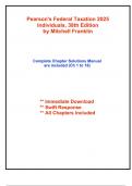 Solutions for Pearson's Federal Taxation 2025 Individuals, 38th Edition by Franklin (All Chapters included)