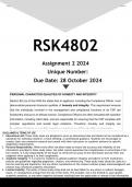 RSK4802 Assignment 2 (ANSWERS) 2024 - DISTINCTION GUARANTEED