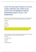 Archer CPC Exam Expert Guidance to Ace Your Coding Certification with verified correct answers with well highlighted explained RATIONALES graded A+ Success.  And REMEDATION