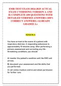 EMR TEST EXAM 2024-2025 ACTUAL  EXAM 2 VERSIONS (VERSION A AND  B) COMPLETE 450 QUESTIONS WITH  DETAILED VERIFIED ANSWERS (100%  CORRECT ANSWERS) /ALREADY  GRADED A+