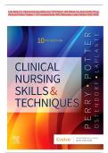 Test Bank For Clinical Nursing Skills and Techniques 10th Edition by Anne Griffin Perry, Patricia A. Potter Chapter 1-43 Complete Guide With Rationales Latest Edition  