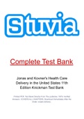 Jonas and Kovner's Health Care Delivery in the United States 11th Edition Knickman Test Bank