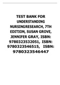 Test Bank for Understanding Nursing Research, 7th Edition, SusanGrove, Jennifer Gray