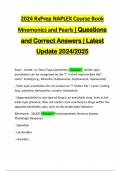 2024 RxPrep NAPLEX Course Book Mnemonics and Pearls | Questions and Correct Answers | Latest Update 2024/2025