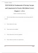 TEST BANK for Fundamentals of Nursing Concepts  and Competencies for Practice 10th Edition Craven |  Chapters 1 – 43 A+