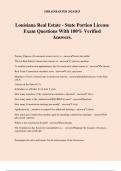 Louisiana Real Estate - State Portion License Exam Questions With 100% Verified Answers.