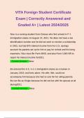 VITA Foreign Student Certificate Exam | Correctly Answered and Graded A+ | Latest 2024/2025